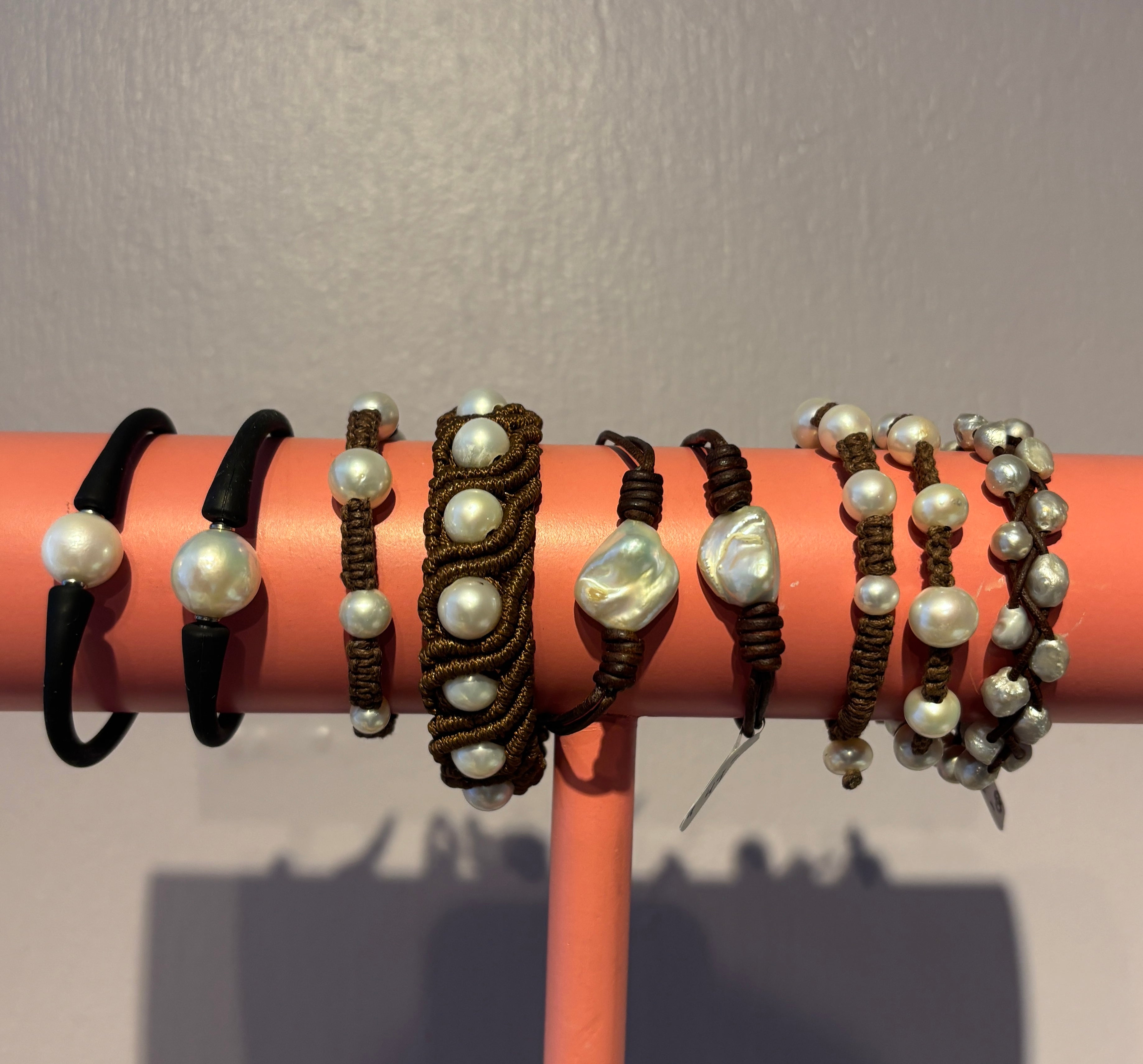 Leather & Pearl Bracelets