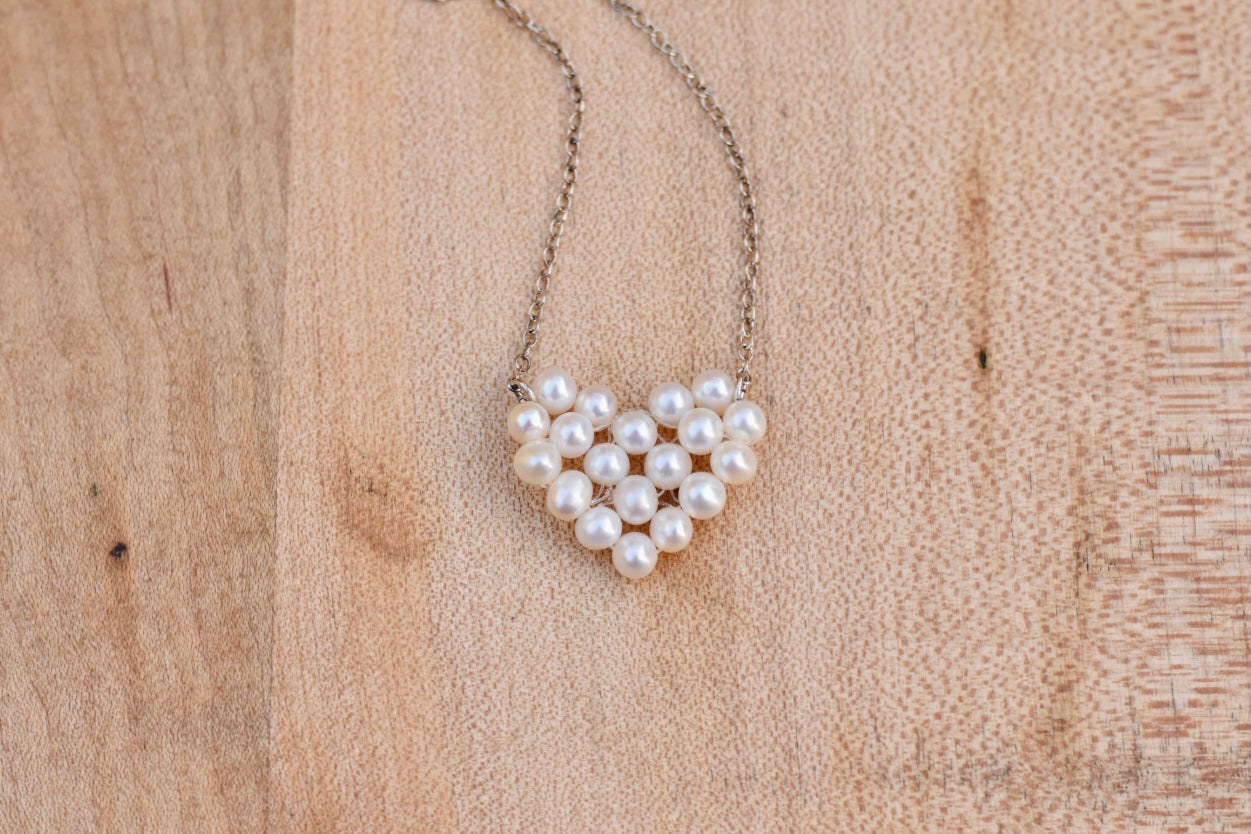 Cultured Pearl Heart Necklace