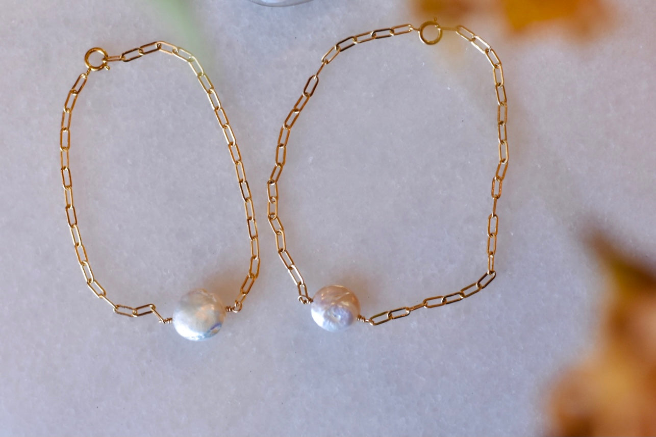 The Penny Coin Pearl Chain Bracelet Or Necklace