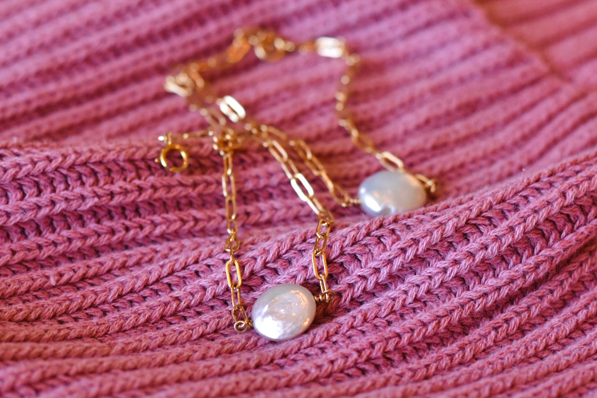 The Penny Coin Pearl Chain Bracelet Or Necklace