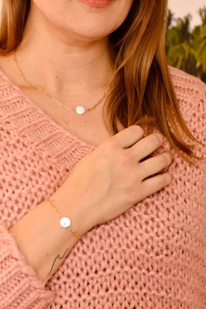 The Penny Coin Pearl Chain Bracelet Or Necklace
