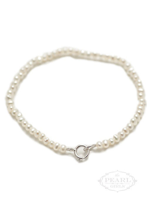 baby pearl bracelet, the pearl girls, southern pearl jewelry, baby pearl gifts, first pearl jewelry, real jewelry for babies, first birthday pearls, cultured pearl bracelet for babies, made in the USA jewelry for babies