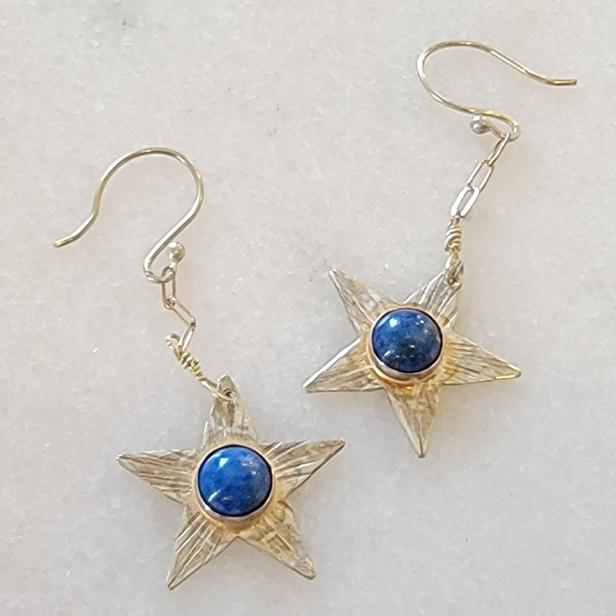 Denim Lapis & Silver Star Earrings by Sylvia Dawe