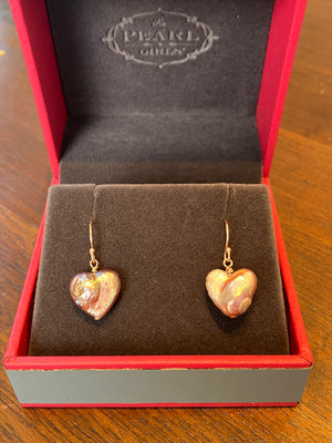 💖 Pink Heart Pearl Earrings 💖