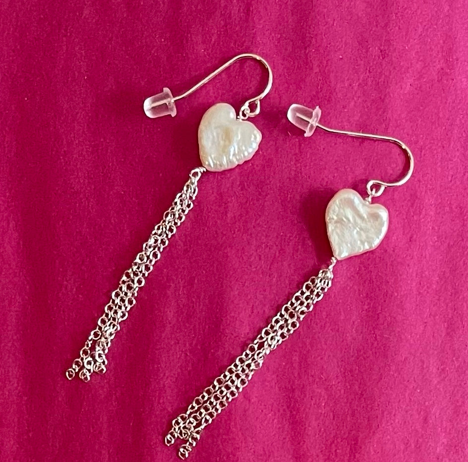 Pearl Heart Earrings 💗 Tassel