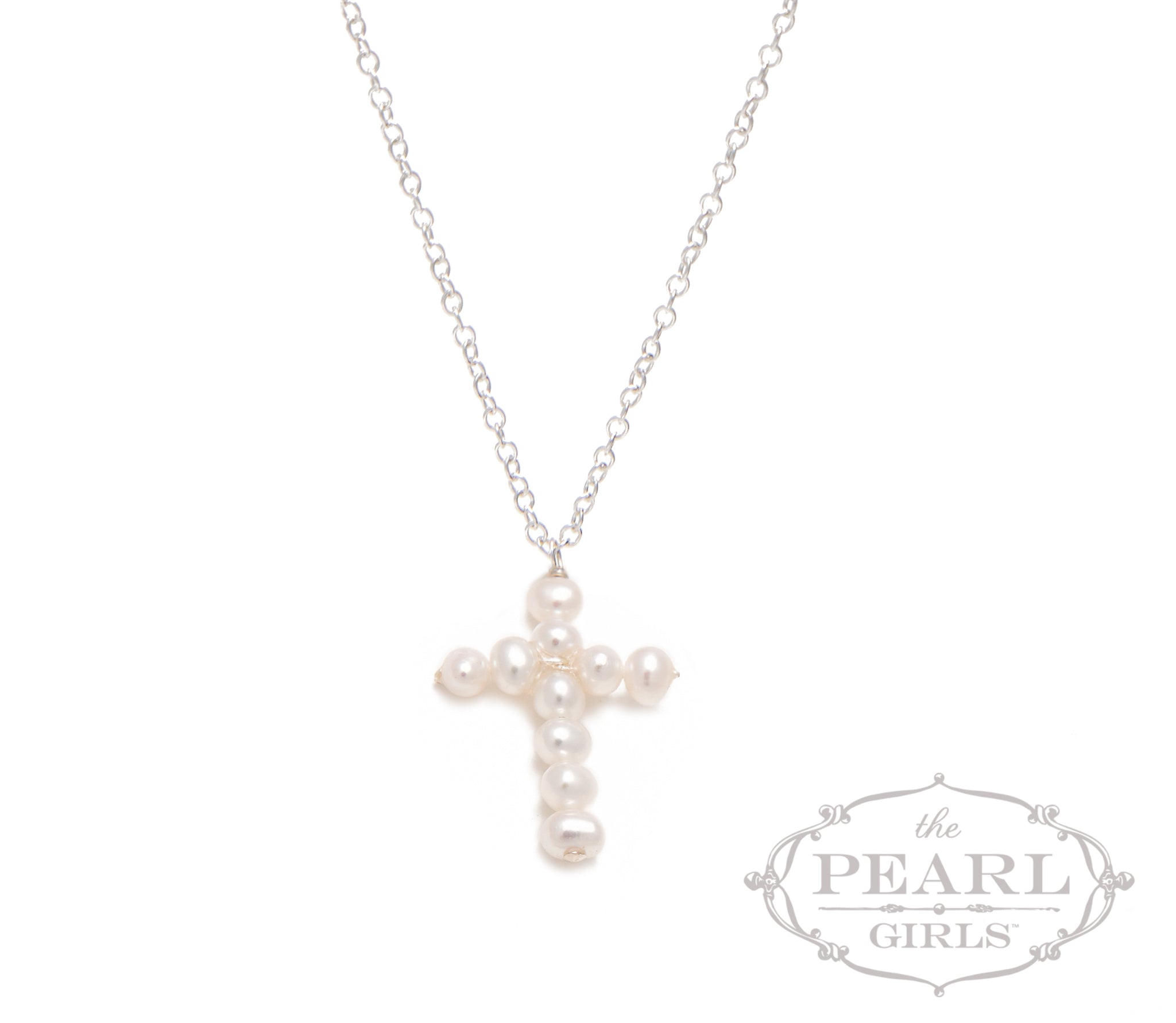 Petite Pearl Cross Necklace