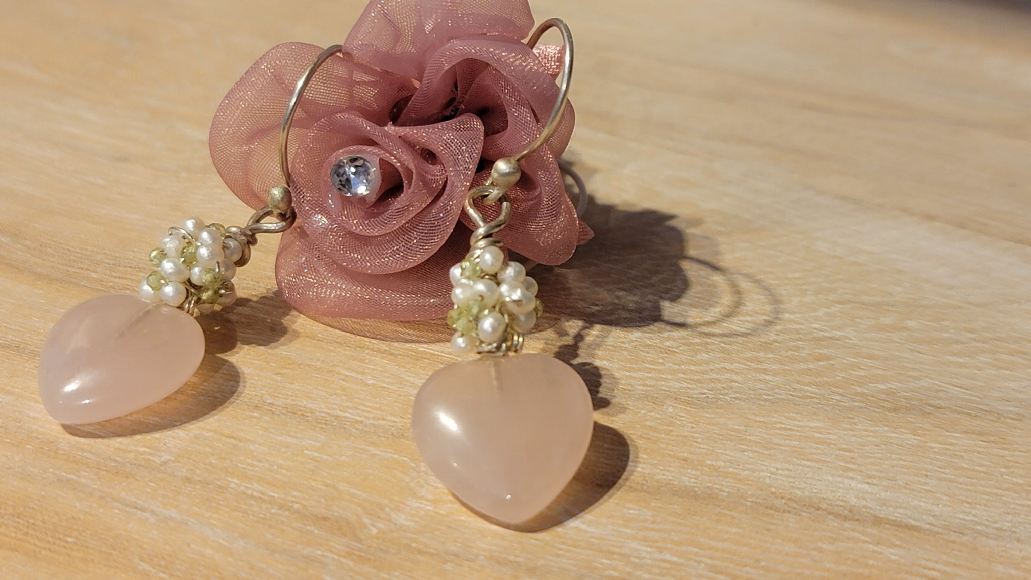 Hearts and Pearls Earrings by Sylvia Dawe
