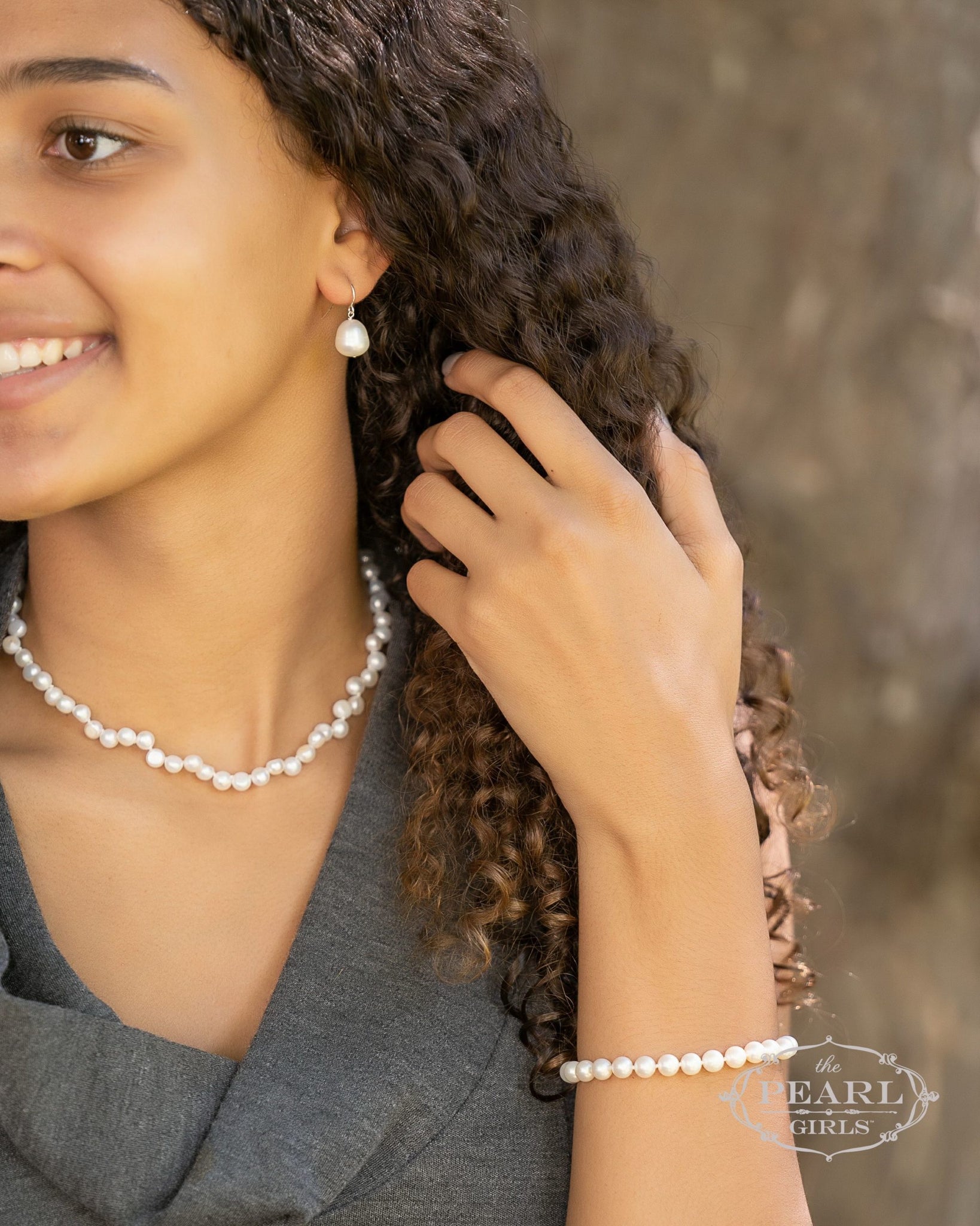 Scattered Pearl Necklace - The Pearl Girls - pearl bracelet and earrings