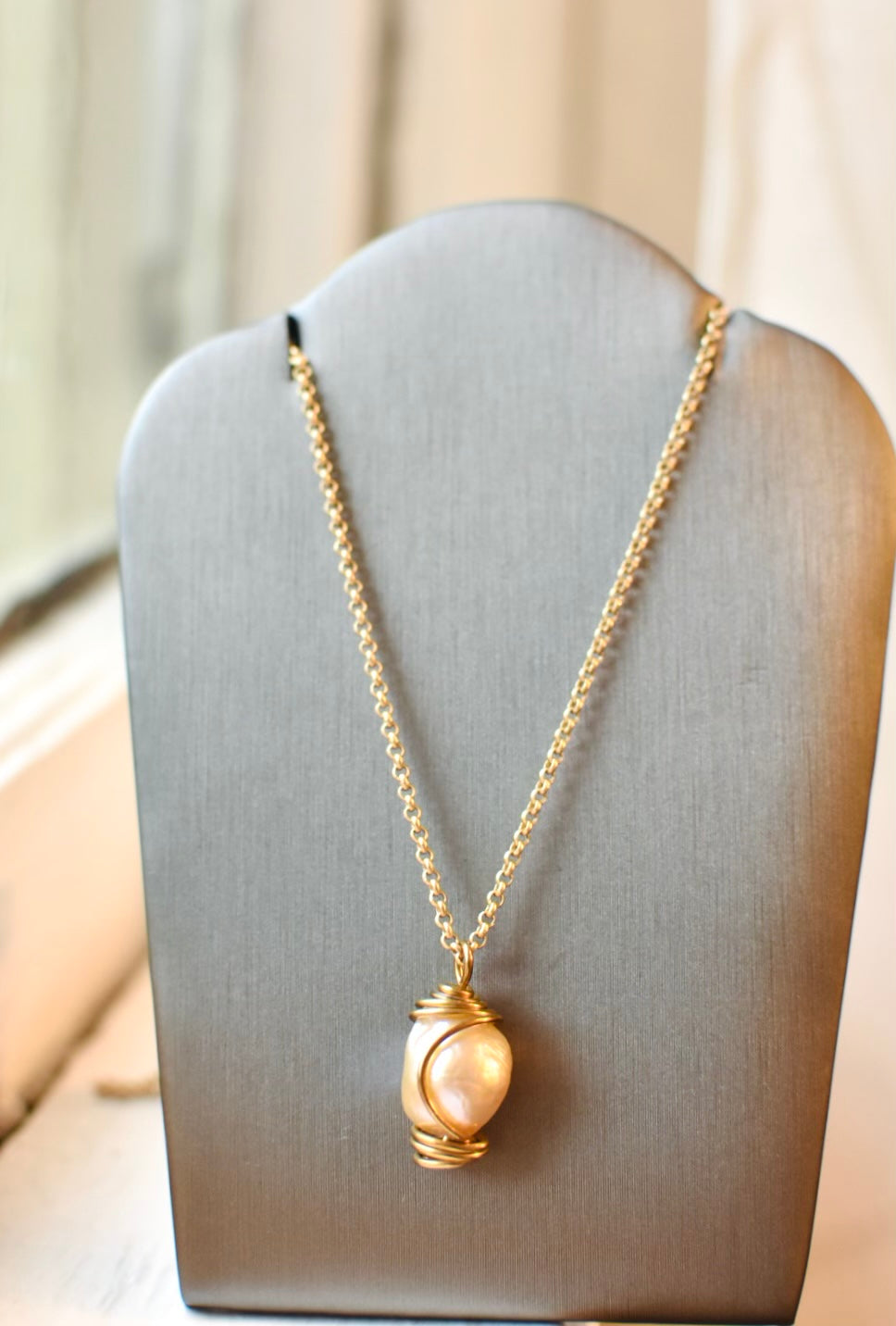 Tiny White Pearl Wire Wrap Necklace — Alix & Company