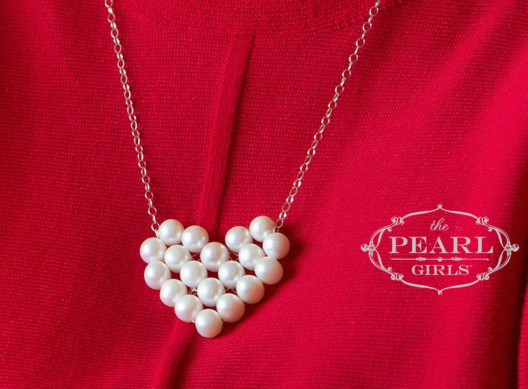 BIG Love Necklace - Cultured Pearl Heart with Large Pearls