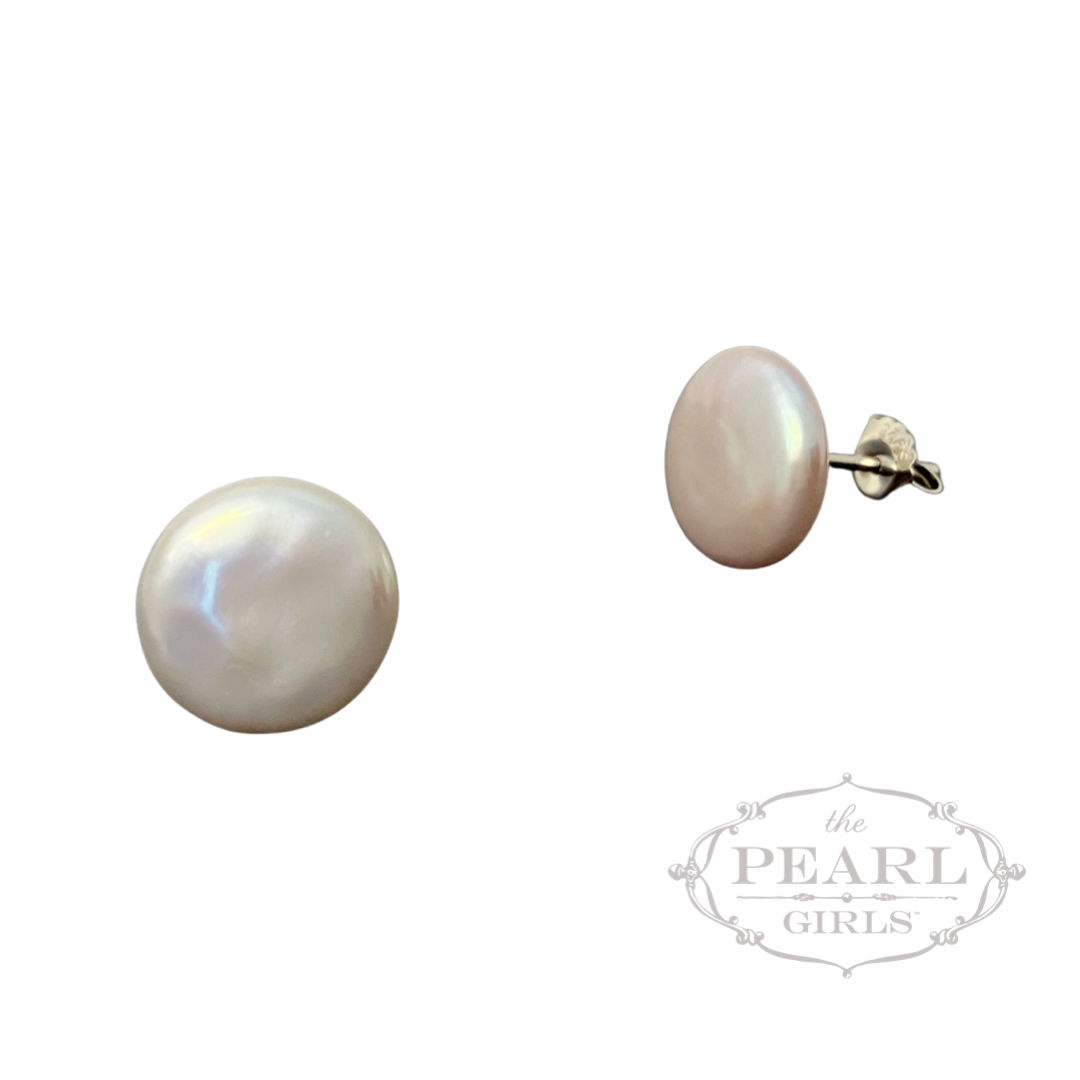 Oriental Pearl Earrings Coin Pearl Studs