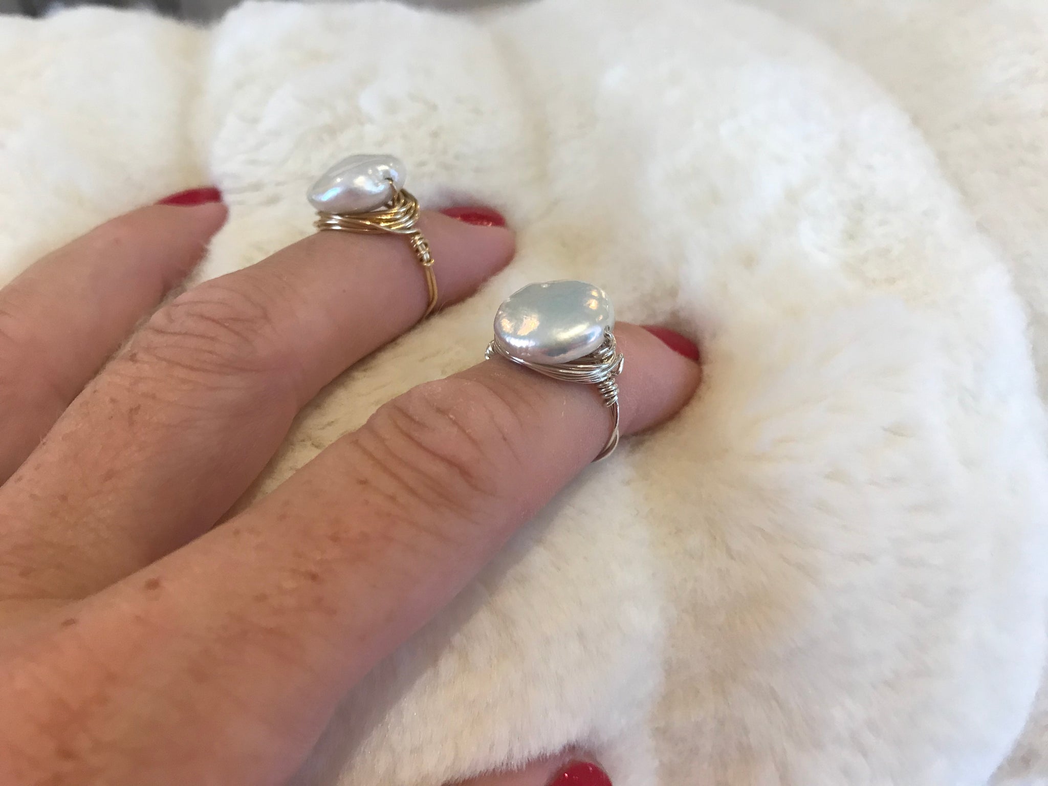 Coin Pearl Ring by Sylvia Dawe