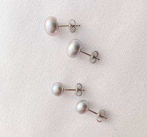 Silver Pearl Studs Large And Medium