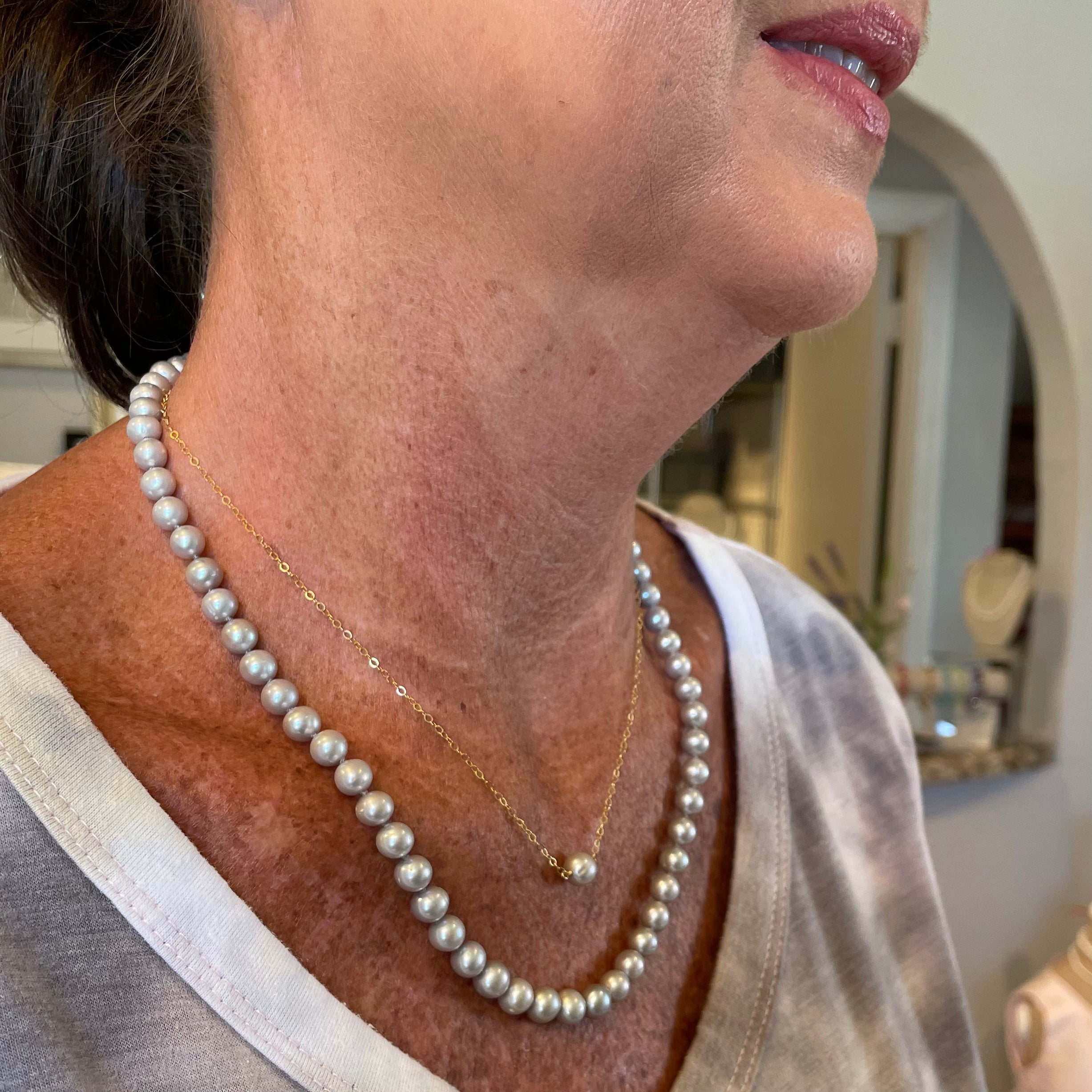 Silver Pearl Necklace by The Pearl Girls Cultured Pearls Silver Pearls