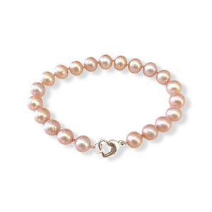 Classic Single Strand Pink Pearl Bracelet, Medium Pearls