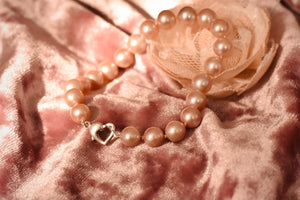 Classic Single Strand Pink Pearl Bracelet, Medium Pearls