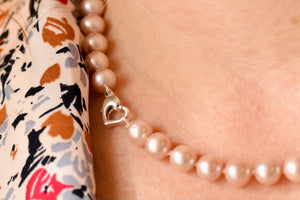 Classic Single Strand Pink Pearl Necklace, Medium Pearls