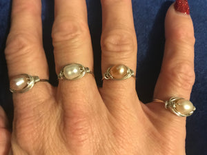 Wire Wrap Pearl Ring by Sylvia Dawe