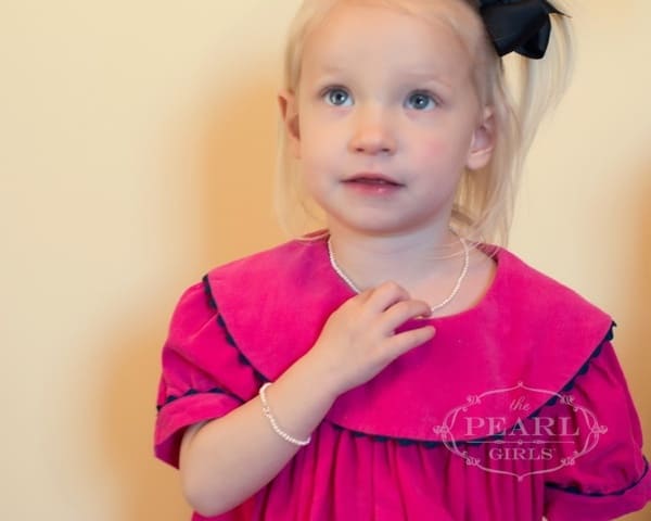 baby pearl bracelet, the pearl girls, southern pearl jewelry, baby pearl gifts, first pearl jewelry, real jewelry for babies, first birthday pearls, cultured pearl bracelet for babies