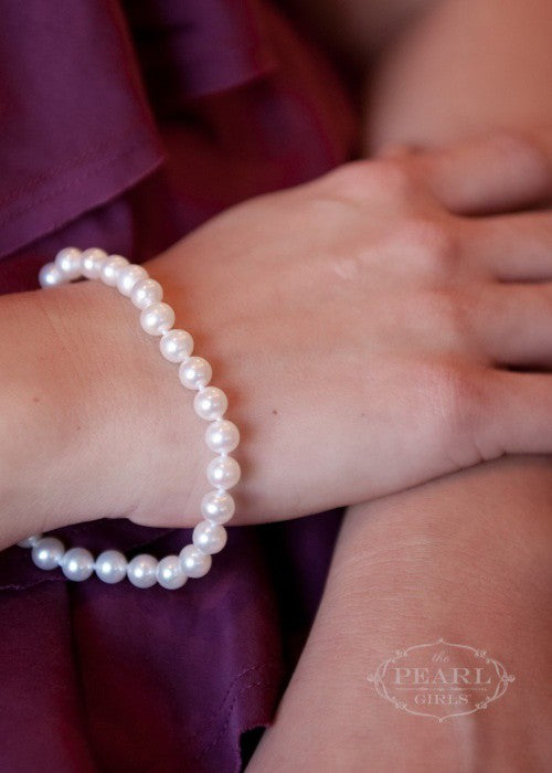 classic single strand pearl bracelet, the pearl girls, southern pearl jewelry, real pearls, cultured pearls, debutante pearls, graduation pearls, sweet sixteen pearls, essential pearl jewelry