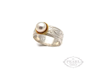 Pearl Ring by Sylvia Dawe - Sterling Silver, Wide Band