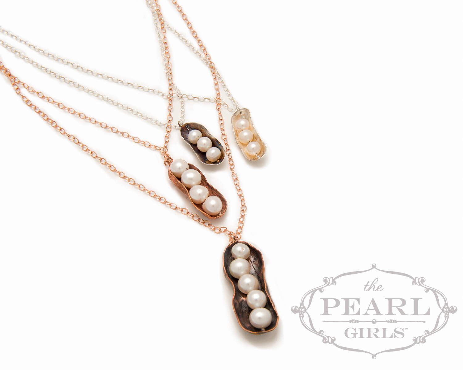 Peanut Pearls Necklace by Sylvia Dawe (Sterling Silver Peanut, Large Off-Round 9mm Pearls)